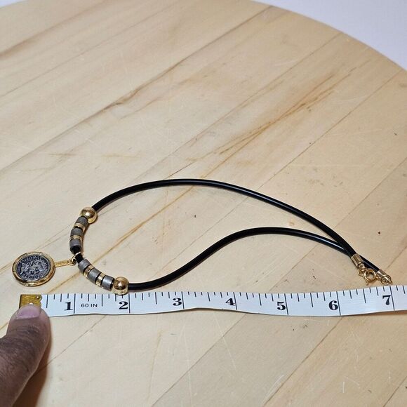 Roman Stye Coin In Bezel Pendant With Metal Beads Signed "RR" - Picture 6 of 6